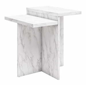 Biely konferenčný stolík v dekore mramoru 56x56 cm Brielle – CosmoLiving by Cosmopolitan