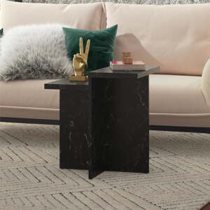 Čierny konferenčný stolík v dekore mramoru 56x56 cm Brielle – CosmoLiving by Cosmopolitan