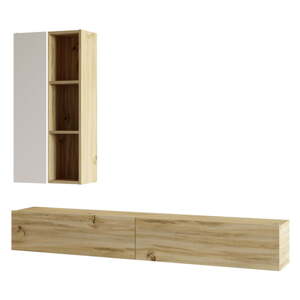 Biely/v prírodnej farbe TV stolík v dekore duba 175x25x27 cm – Kalune Design