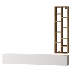 Biely/v prírodnej farbe TV stolík v dekore duba 175x25x27 cm – Kalune Design