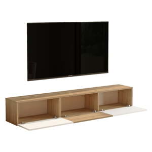 Biely/v prírodnej farbe TV stolík v dekore duba 180x29x32 cm – Kalune Design