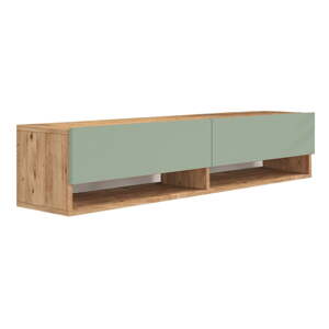 Zelený/v prírodnej farbe TV stolík v dekore borovice 140x29x32 cm – Kalune Design