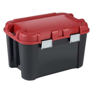 Červený/čierny plastový úložný box s vekom 59x39,5x36 cm Totem – Curver