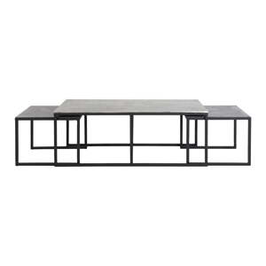 Čierne/tmavosivé kovové konferenčné stolíky v súprave 3 ks 50x120 cm Kumalu – Light & Living