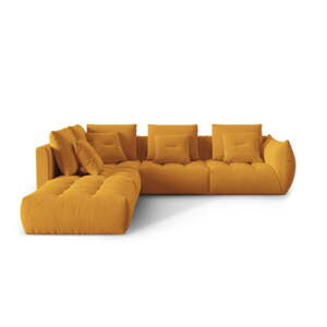 Žltá rohová pohovka z textílie bouclé (ľavý roh/do L) Bloom – Micadoni Home