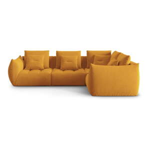 Žltá rohová pohovka z textílie bouclé (pravý roh/do L) Bloom – Micadoni Home