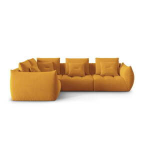 Žltá rohová pohovka z textílie bouclé (ľavý roh/do L) Bloom – Micadoni Home