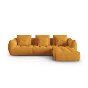 Žltá rohová pohovka z textílie bouclé (variabilný roh) Bloom – Micadoni Home