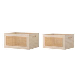 Dekoratívne drevené úložné boxy v súprave 2 ks v prírodnej farbe 39x29x20 cm Piana – Bloomingville
