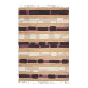 Ručne tkaný koberec s prímesou juty vo fialovo-prírodnej farbe 120x170 cm Medina Blocks – Flair Rugs
