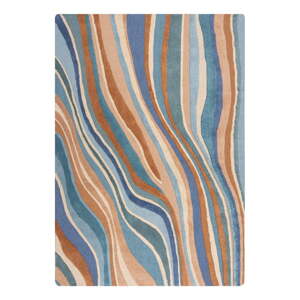 Modrý ručne tkaný vlnený koberec 120x170 cm Abstract Flow – Flair Rugs
