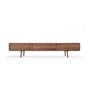 Hnedý TV stolík z dubového dreva 220x45x45 cm Fawn – Gazzda
