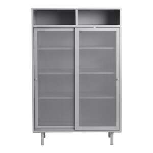 Sivá kovová skrinka s posuvnými dverami 90x140x40 cm Veep – Unique Furniture