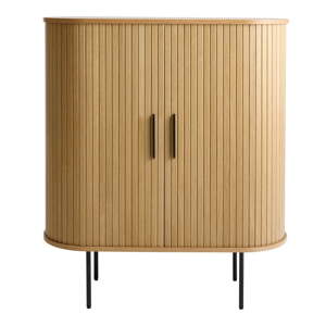 Vinotéka v dekore duba s posuvnými dverami v prírodnej farbe 100x118x40 cm Nola – Unique Furniture