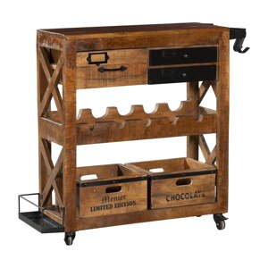 Vinotéka z mangového dreva v prírodnej farbe počet fliaš 5, 100x92x30 cm Ravi – Interia Home & Living