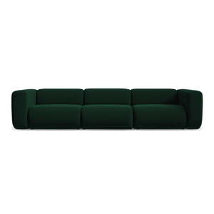 Tmavozelená zamatová pohovka 319 cm Ekahi – Makamii