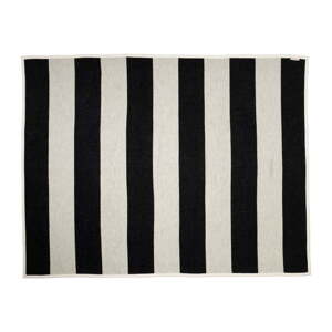 Čierno-biela deka s prímesou vlny 140x180 cm Bob Black Vanilla – Pappelina
