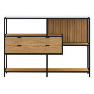 Čierna/v prírodnej farbe knižnica v dekore duba 114x78x35 cm Seaford – Actona
