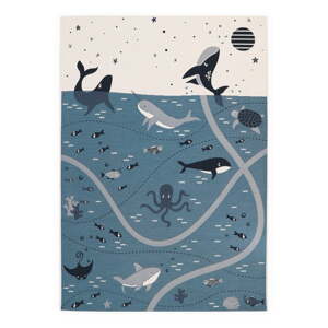 Modro-krémový detský hrací koberec 123x180 cm Little Deep Blue – Nattiot