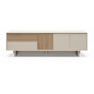 TV stolík v béžovej a prírodnej farbe v dekore duba 180x55x45 cm Carpi – Marckeric