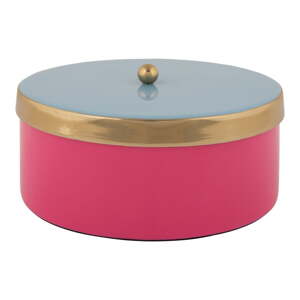Ružový dekoratívny kovový úložný box ø 16x6 cm Double Funky – PT LIVING