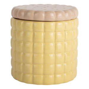 Svetložltý dekoratívny keramický úložný box ø 14x15 cm Biscuit Box – PT LIVING