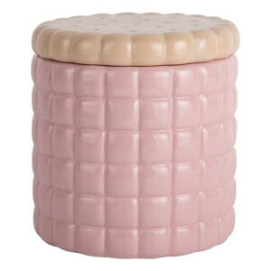 Svetloružový dekoratívny keramický úložný box ø 14x15 cm Biscuit Box – PT LIVING