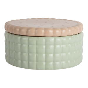 Svetlozelený dekoratívny keramický úložný box ø 20x10 cm Biscuit Box – PT LIVING