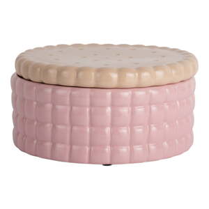 Svetloružový dekoratívny keramický úložný box ø 20x10 cm Biscuit Box – PT LIVING
