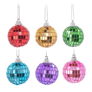 Sklenené vianočné ozdoby v súprave 6 ks ø 4 cm Mirror Disco – Sass & Belle