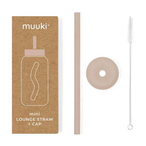 Silikónová slamka s čistiacou kefkou/s viečkom Desert Rose – Muuki