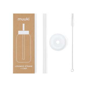 Silikónová slamka s čistiacou kefkou/s viečkom Clear – Muuki