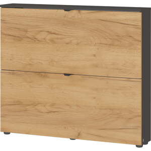 Antracitová/v prírodnej farbe výklopná/závesná skrinka na topánky v dekore duba 100x85x19 cm Renell – Germania