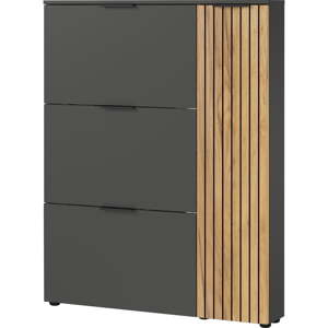 Antracitová/v prírodnej farbe výklopná skrinka na topánky v dekore duba 101x129x19 cm Gibisa – Germania