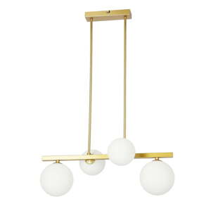 Biele/v zlatej farbe závesné svietidlo so skleneným tienidlom Kama – Candellux Lighting