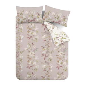 Ružové bavlnené obliečky na dvojlôžko/predĺžené 260x220 cm Francesca Floral – Bianca