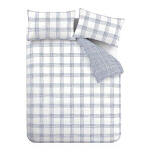 Biele/modré bavlnené obliečky na dvojlôžko 200x200 cm Marlow Check – Bianca