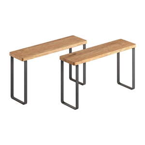 Matne čierne/v prírodnej farbe drevené prídavné poličky 2 ks 27x8 cm York – Metaltex