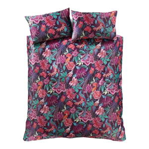 Fialové zamatové obliečky na dvojlôžko/predĺžené 230x220 cm Kate Floral – Catherine Lansfield