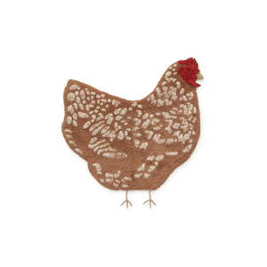 Hnedý prateľný ručne tkaný bavlnený detský koberec 110x100 cm Chicken – Lorena Canals