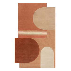 Terakotový ručne tkaný vlnený koberec 120x180 cm Lozenge Terracotta – Flair Rugs