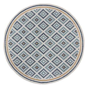 Žltý/modrý okrúhly vnútorný a vonkajší koberec ø 160 cm Zia Trellis – Flair Rugs