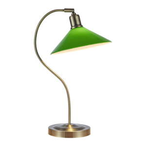 Zelená/mosadzná stolová lampa so skleneným tienidlom (výška  49 cm) Vela – Markslöjd