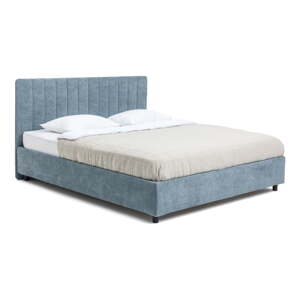 Modrá čalúnená dvojlôžková posteľ s úložným priestorom s roštom 180x200 cm Myra Slim Line – Bonami Selection