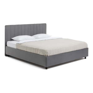 Sivá čalúnená dvojlôžková posteľ s úložným priestorom s roštom 160x200 cm Myra Slim Line – Bonami Selection
