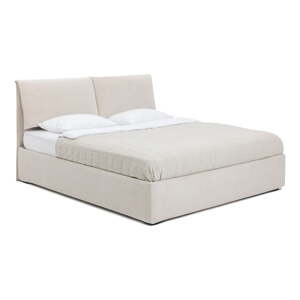 Béžová čalúnená dvojlôžková posteľ s úložným priestorom s roštom 180x200 cm Thessa Pillow – Bonami Selection