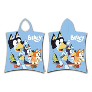 Modré bavlnené detské pončo veľkosť 3-8 rokov Bluey Skate – Jerry Fabrics