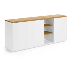 Biela komoda v dekore duba 180x75x36 cm Abilen – Kave Home