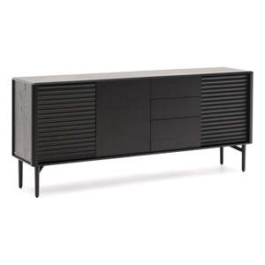 Čierna komoda v dekore duba 200x86x45 cm Lenon – Kave Home