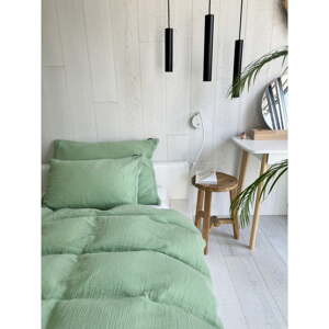 Zelené mušelínové obliečky na jednolôžko 135x200 cm Plain Muslin – Butter Kings